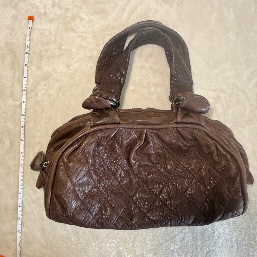 Vintage Chanel Le Marais Bowler Bag Distressed Quilted Lambskin Luxury Purse Y2K - Picture 6 of 16